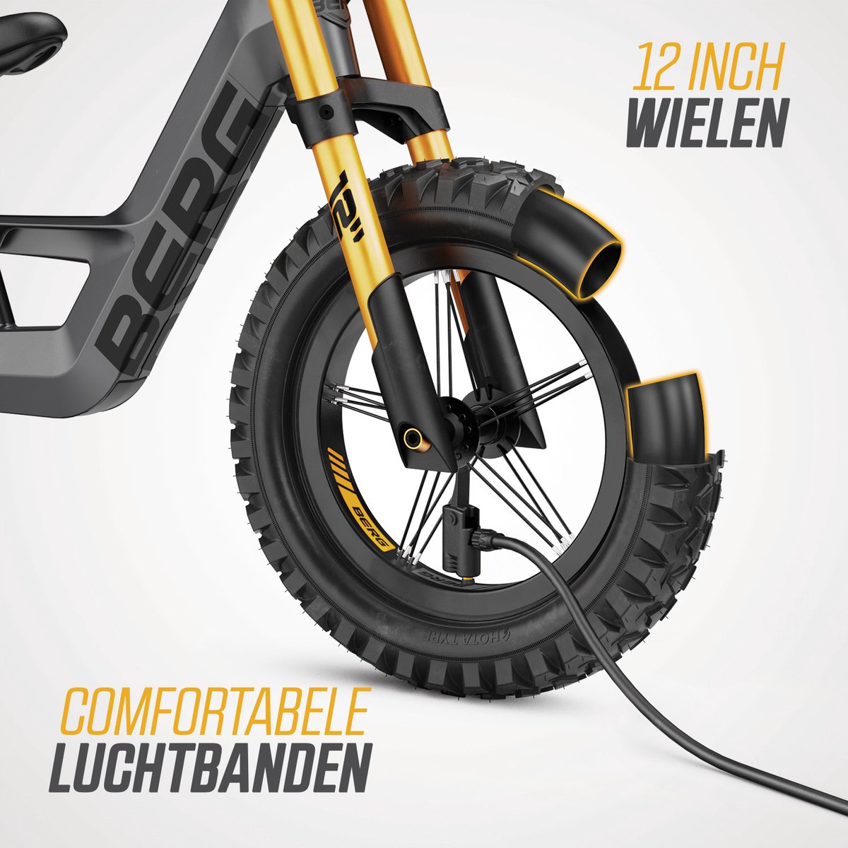 BERG Biky Cross Grey Loopfiets - 12 inch - Lichtgewicht frame van magnesium - Verstelbaar zadel - 2,5+ Jaar - Grijs — afbeelding 5