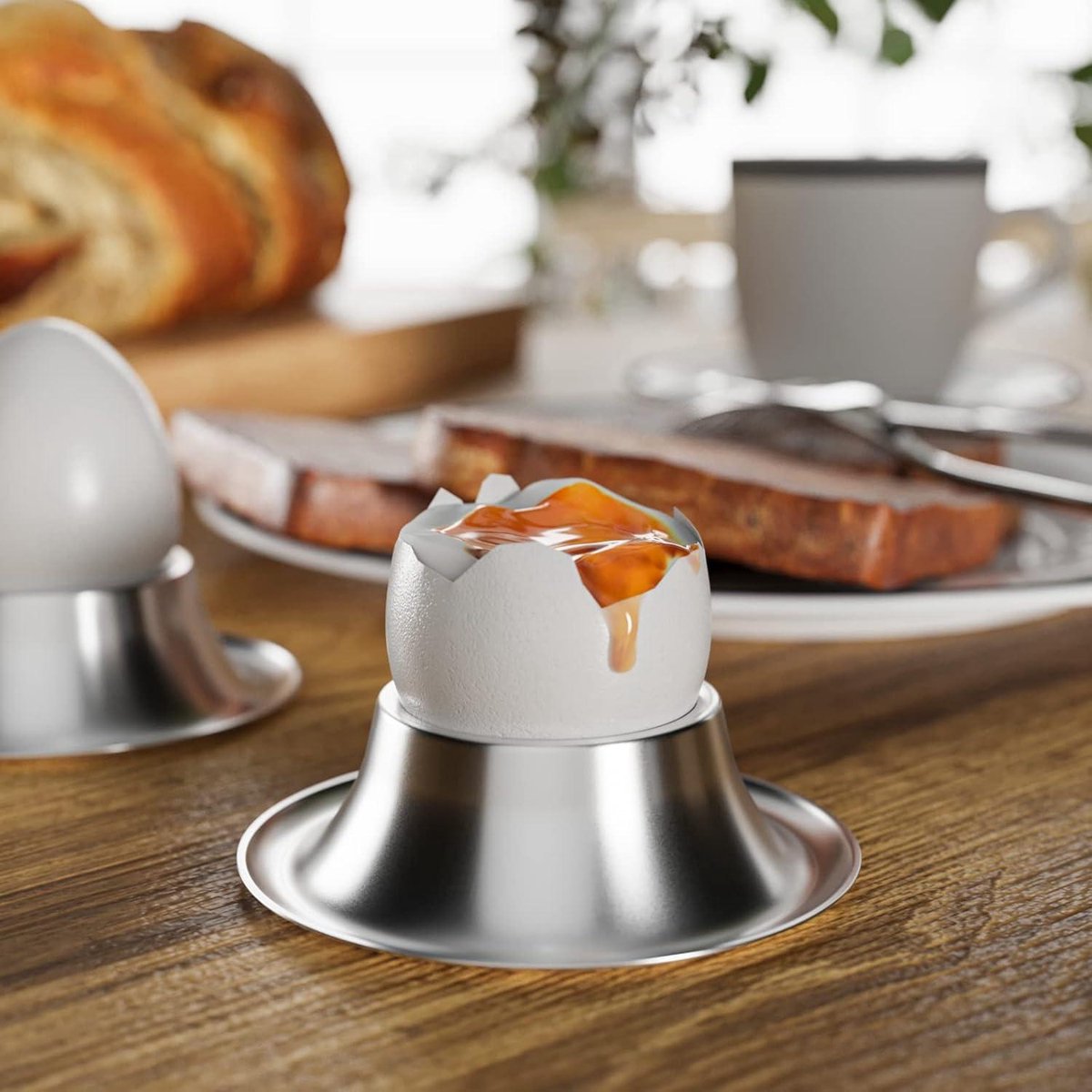 Coquetiers DAY - 4 Pièces - Couleur Argent - Acier Inoxydable