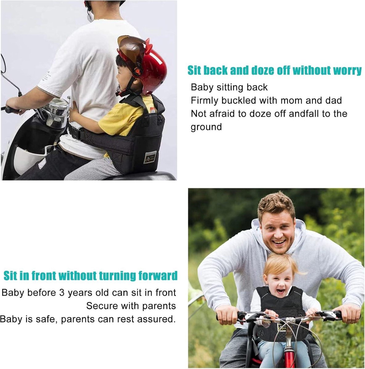 Motorfiets kinderriem, verstelbare kinderriem veiligheidsgordel baby bescherming riem rugzak drager tuigje (paard