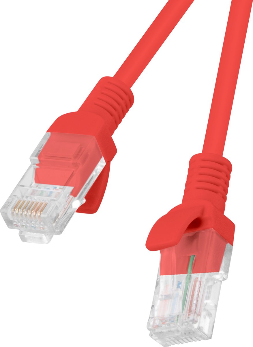 Lanberg - 0,5 m rode Cat.6 UTP Ethernet-netwerkkabel PCU6-10CC-0050-R