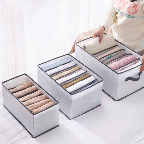 Homsorout Kledingkast, organizer, set van 12 lade-organizer, kleding baby, opvouwbare opbergdoos, stoffen dozen, opslag voor commode, sokken, beha's, grijs Homsorout Kledingkast, organizer, set van 12 lade-organizer, kleding baby, opvouwbare opbergdoos, stoffen dozen, opslag voor commode, sokken, beha's, grijs
