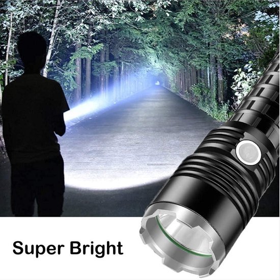 Lampe torche à LED rechargeable par USB, lampe de poche super lumineuse puissante, haute 6000