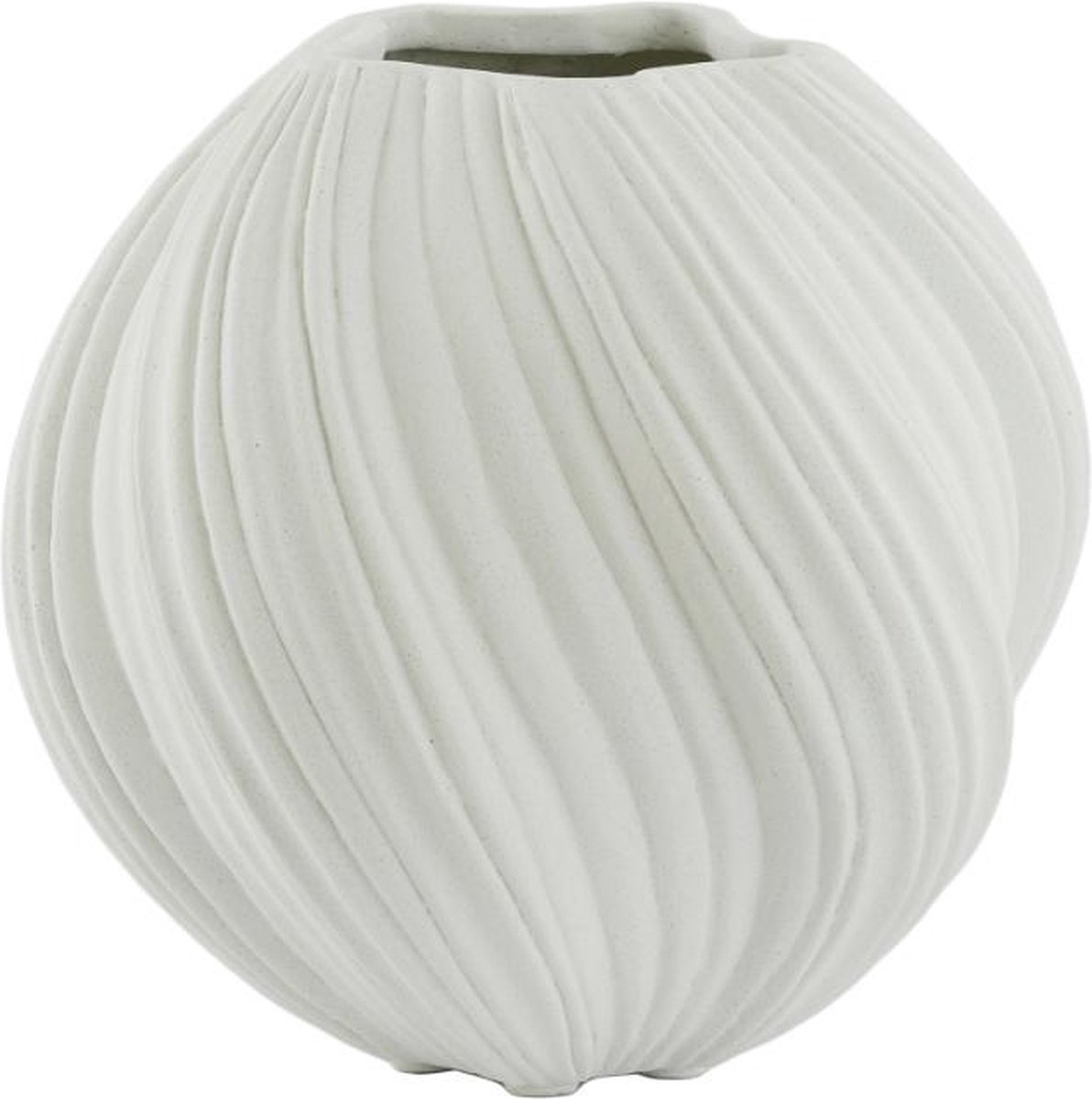 Vaas Yatung - Crème - Ø34cm - Steen - Modern - Bloemenvaas - Woondecoratie - Decoratieve vaas voor woonkamer of slaapkamer - Moederdag - Moederdag cadeautje - Moederdag cadeau voor mama