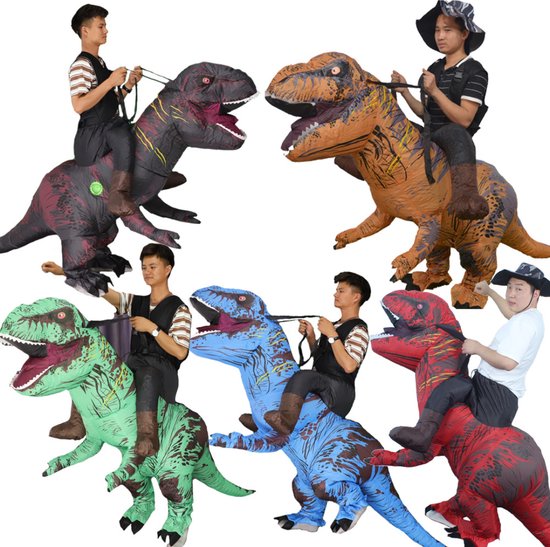Nivard Dino Suit - Costume - Opblaasbaar - Dinosaurus - Gonflable - Halloween - Déguisements - Hommes - Femmes - Adultes - T- Rex - Zwart