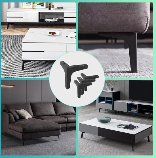 Set van 4 metalen meubelpoten - Modern design uit het midden
