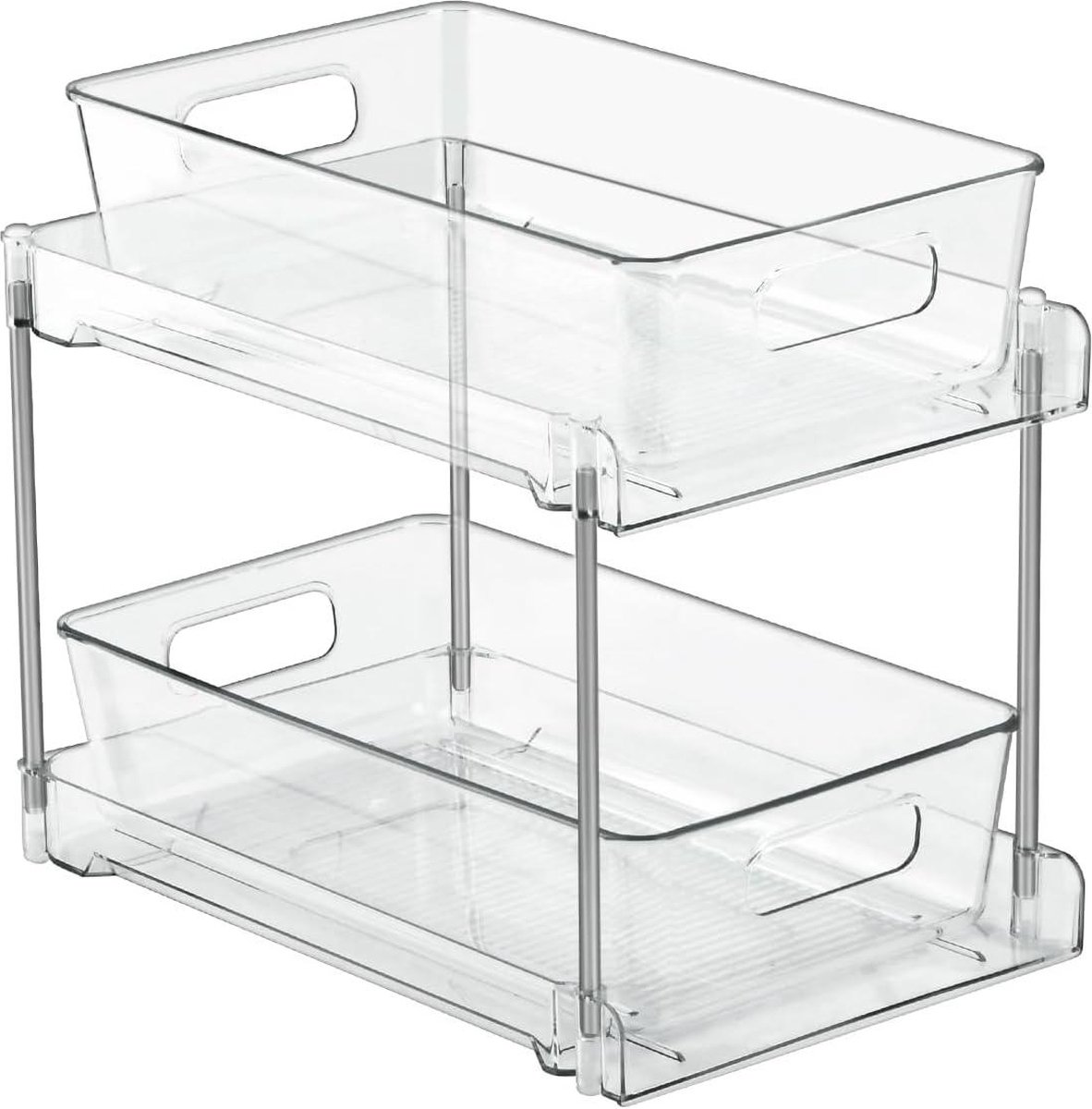 2 niveaus transparante organizer voor keukenonderkast onder de wastafel badkamer keuken cosmetica wastafel multifunctionele organizer plank gootsteenopberger wit Keukenkast organizer