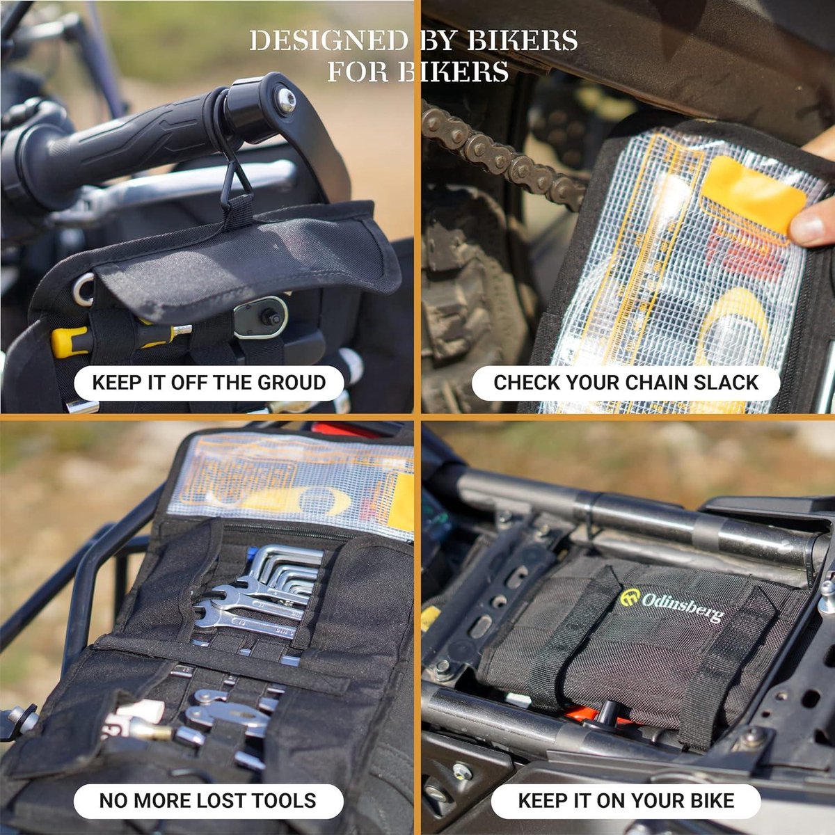 ODINSBERG Tool Roll Tool roll for motorcycle motorcycle without contents - Heavy Duty with 56 elastic loops and storage compartment - MOLLE system for easy carrying - tools not included