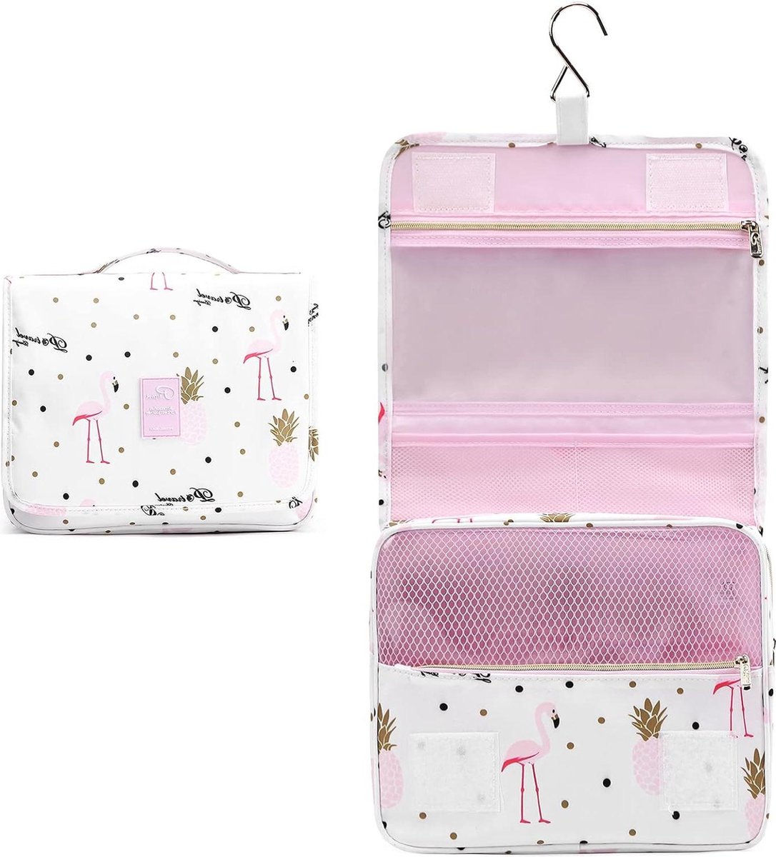 Travel Toiletry Bag - Waterproof Women's Lychii Cosmetic Organizer with Hook Toilettas met haak