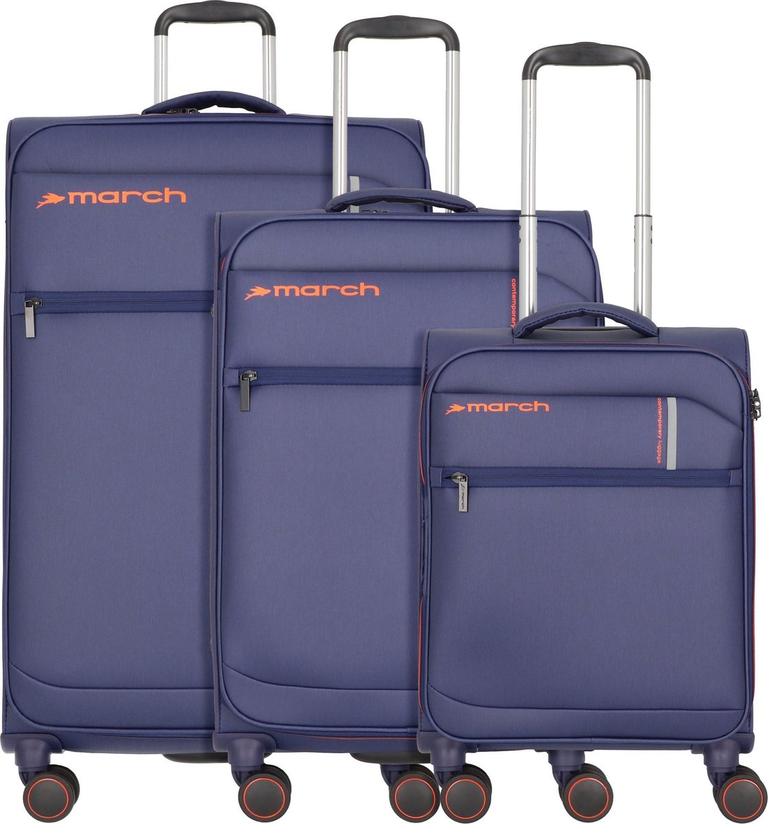 March15 Trading Silhouette 4 wielen Kofferset 3-delig met uitbreidingsplooi - Zachte bagage - TSA slot - dark blue