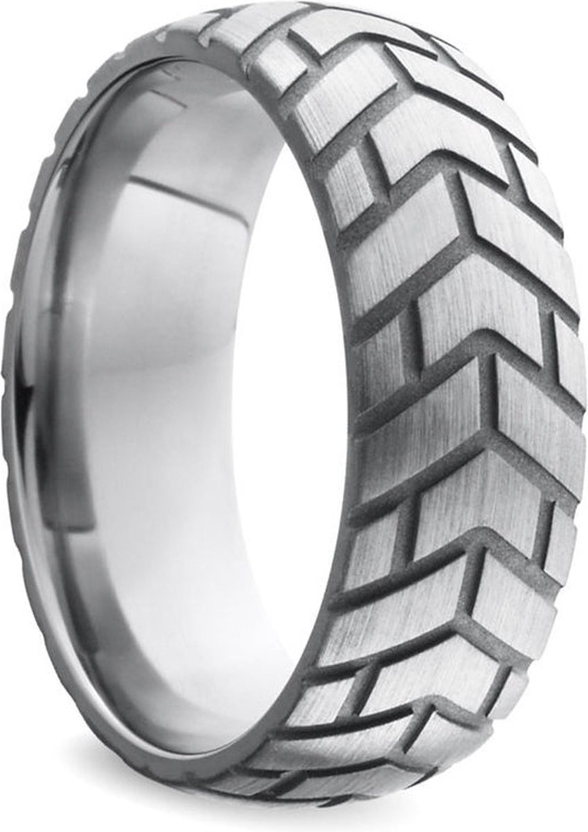 Black Label - Tire - Zware RVS Cockring met Bandenprofiel - Diameter 55 mm
