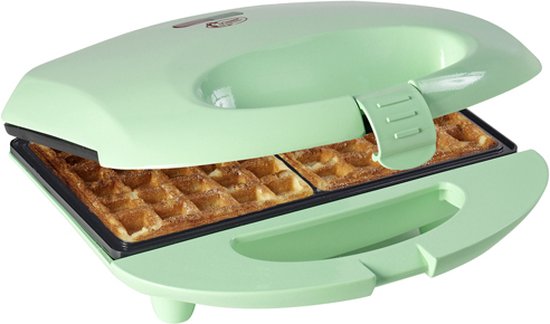 Bestron Wafelijzer voor 2 Brusselse wafels, Wafelmaker met antianbaklaag & indicatielampje, 700W, kleur: mint