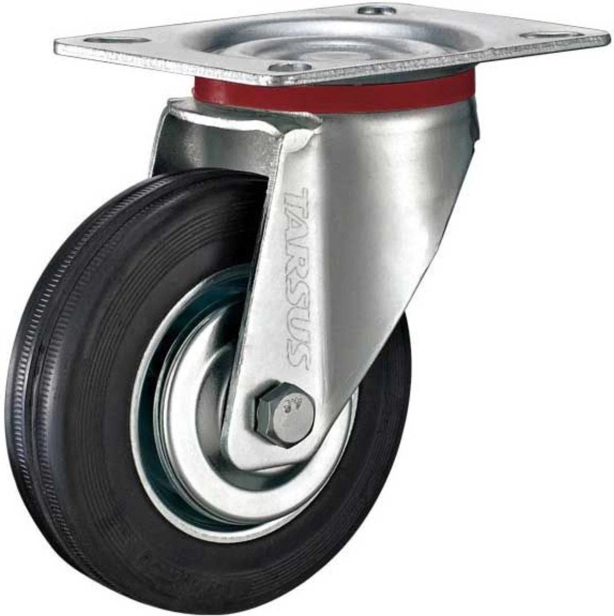 Tarsus Zwenkwiel - Ø 75 mm - Stalen Velg - Massieve Rubberband - 40 kg Draagvermogen
