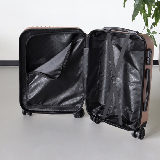 Handbagage koffer 55cm champagne 4 wielen trolley met pin slot reiskoffer
