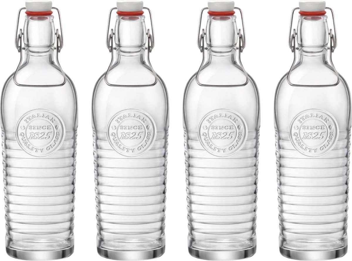 Bormioli Rocco Beugelflessen / Weckflessen Officina 1825 - Transparant - 1.2 liter - 4 stuks