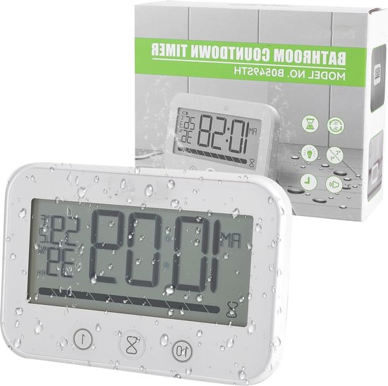 Badkamerklok, doucheklok badkamer klok klein waterdicht douche timer wekker digitaalklok badkamer keuken wandklok (wit Badkamerklok, doucheklok badkamer klok klein waterdicht douche timer wekker digitaalklok badkamer keuken wandklok (wit