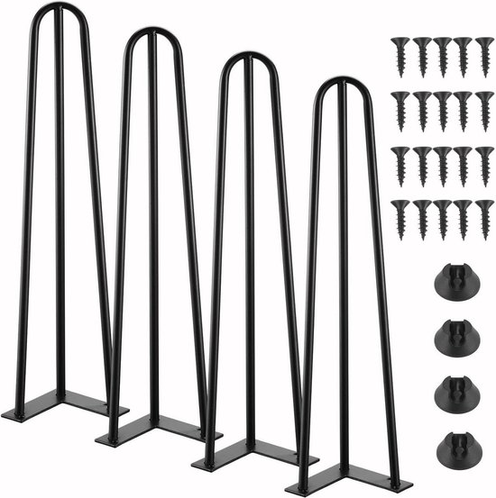 Tafelpoot set van 4 doorsnede 60 mm Rvs-Look
