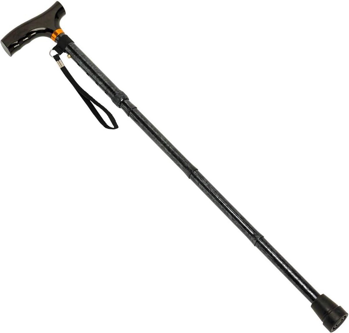 Wandelstok Gekleurde vouwbare wandelstok met houten handvat - grip loophulp - grijs marmer - 735-825 mm - 29-33 inch