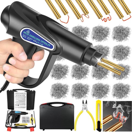 200W Plastic Lasmachine Auto Bumper Reparatie Set met 1000 PCS Lasnagel, 2-in-1 Plastic Lasmachine Reparatie Kit voor Reparatie Gebroken Gebroken