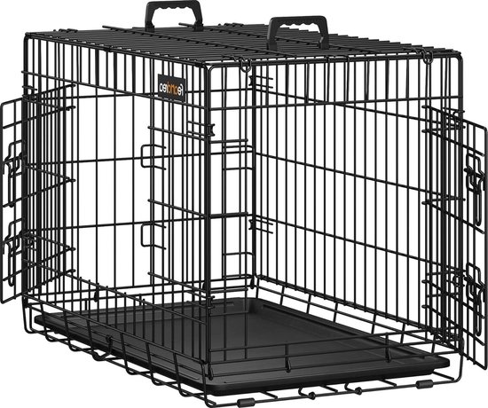 Feandrea Hundekäfig hochbelastbar, Hundebox, 122 x 75 x 80 cm, für große Hunde, mit Feandrea Hundekäfig hochbelastbar, Hundebox, 122 x 75 x 80 cm, für große Hunde, mit