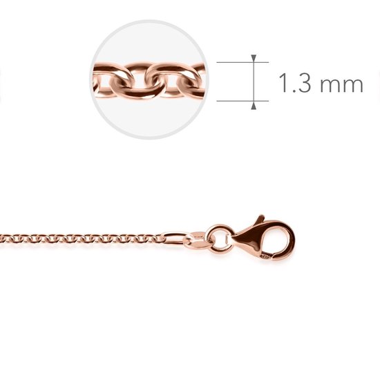 Jewels Inc. Collier Argent 925 - Anker Plaqué Or Rose - Longueur 45 CM