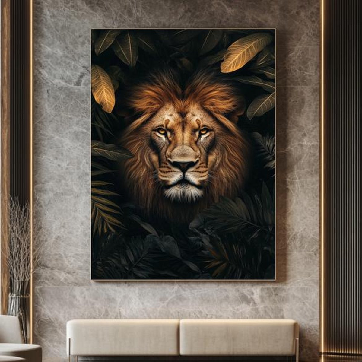 FlexiCanvas Woonkamer Schilderijen Leeuw 50x70cm Abstracte Kunst