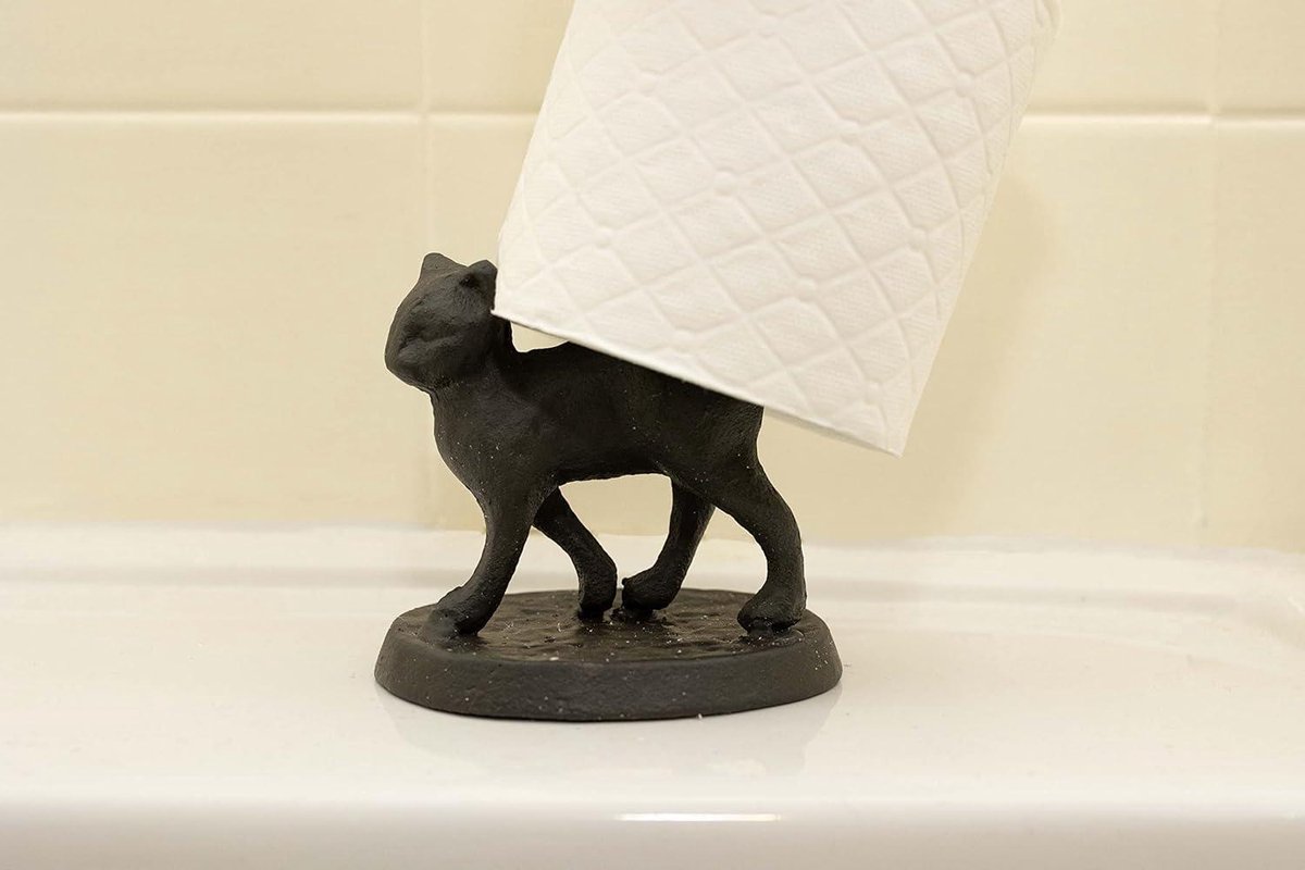 Porte-rouleau De Papier Toilette Chat - Sculpture étirée Déco - Pour Salle De Bain, Chambre, Cadeau Rigolo - 10