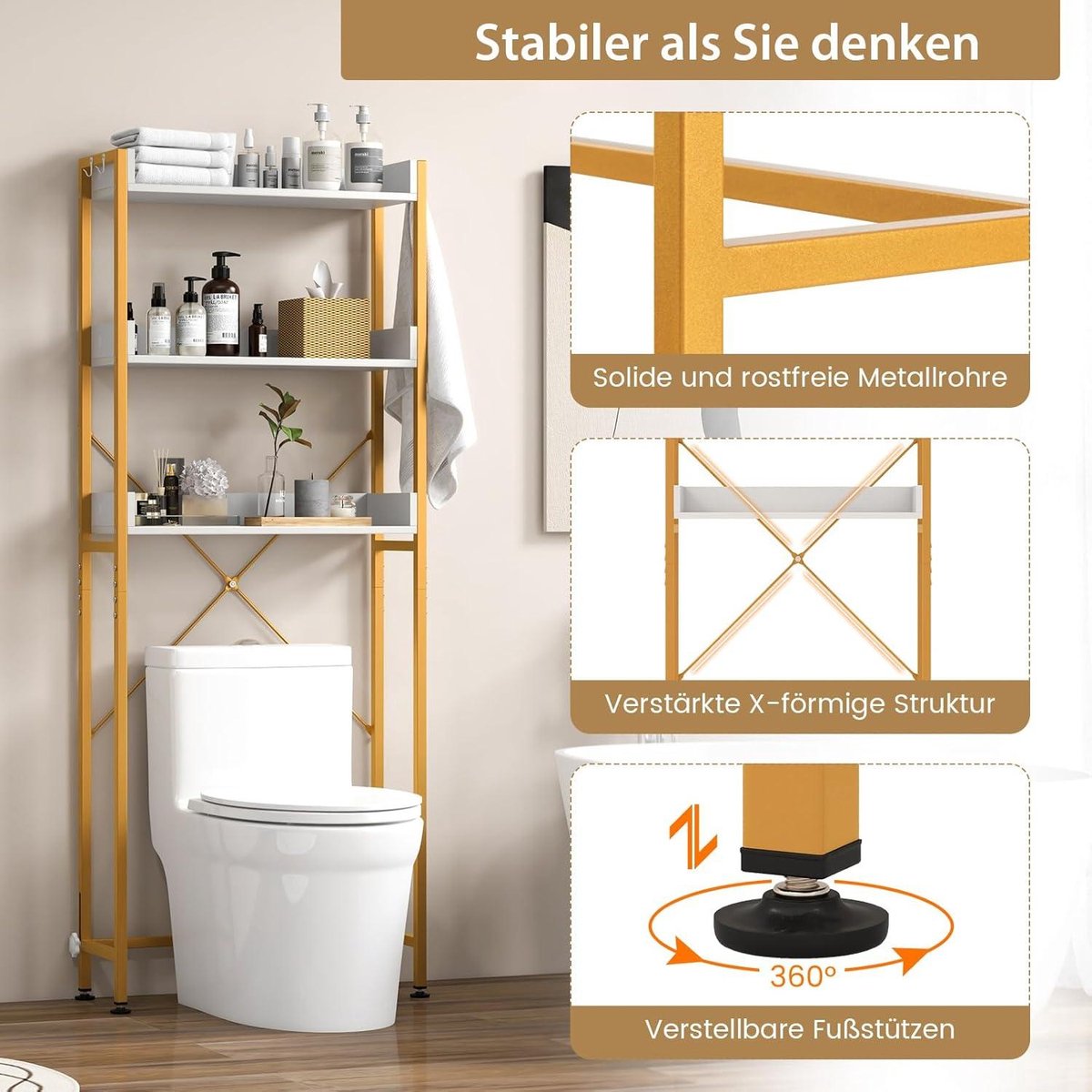 LIFEZEAL Toiletrek voor badkamer, opbergkast met deur boven toilet, kast met verstelbare planken en stang, badkamerorganizer, ruimtebesparend, (zwart