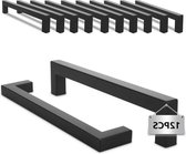 Zwarte keukengrepen 160 mm - 12 stuks - Roestvrijstalen handgrepen - Aluminiumlegering - Meubelgrepen - Deurgrepen - Stanggreep - Kastgrepen - Kledingkast - Tuindeur - Schuurdeur