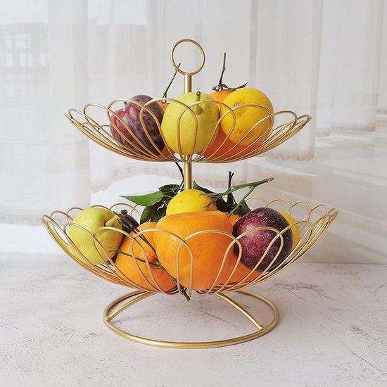2-etages fruitmand etagère grote fruitschaal afneembare fruithouder