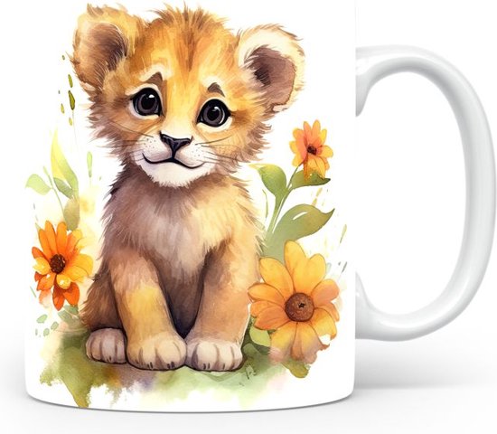 Tasse avec Lion Cup pour café ou sachet de thé, cadeau pour les amoureux des animaux, mère, père, collègue, petit ami, petite amie, bureau