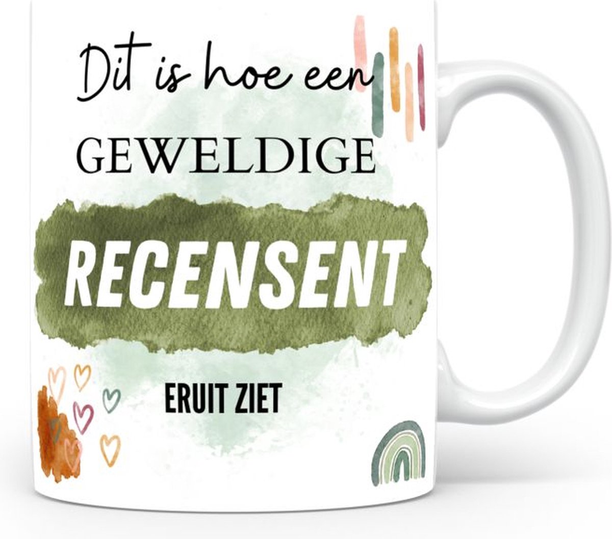 Mok bedrukken met beroep Recensent