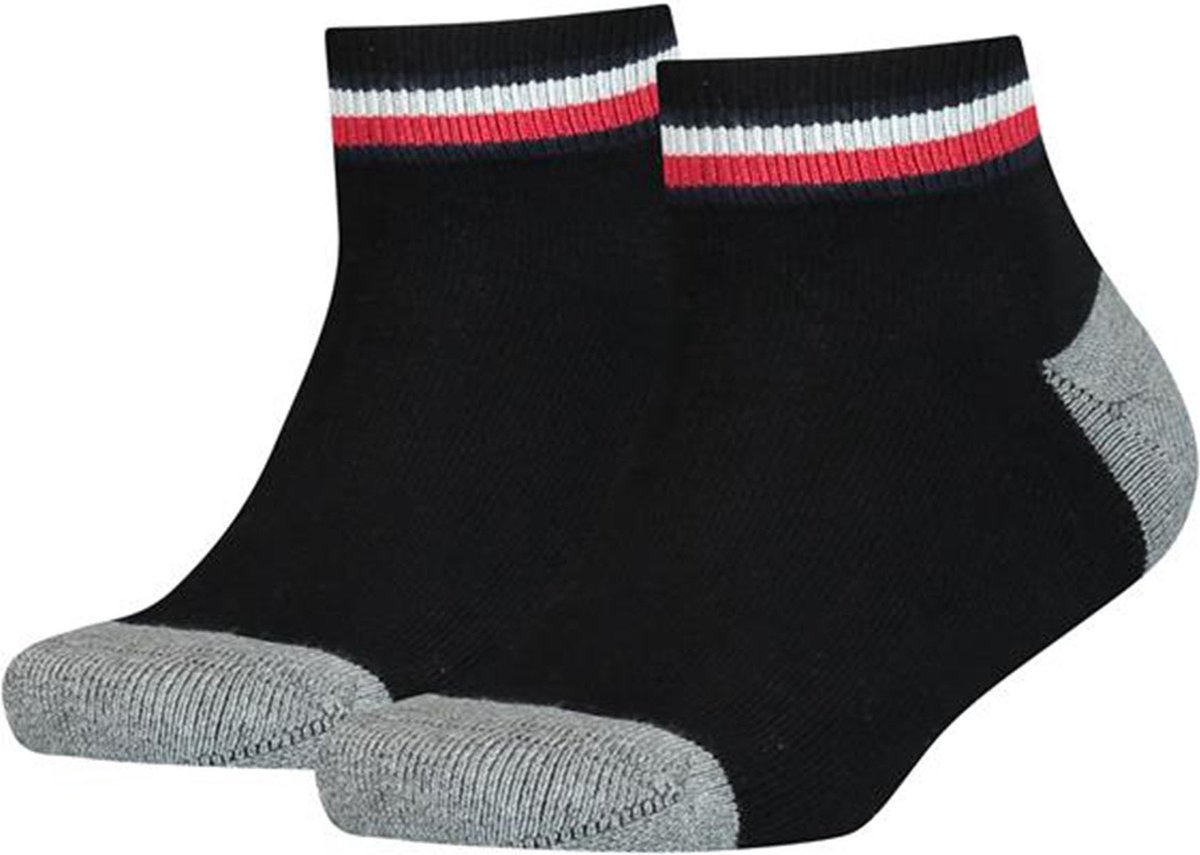 Tommy Hilfiger kids 2P quartersokken iconic sports zwart