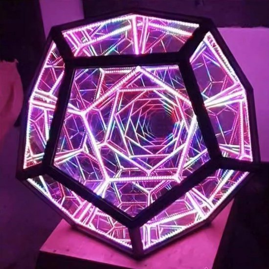 Infinite Dodecahedron Kleur Kunstlicht - USB Oplaadbare Decoratieve Lamp voor Kindernacht, Meubels, Tafel, Feestsfeer