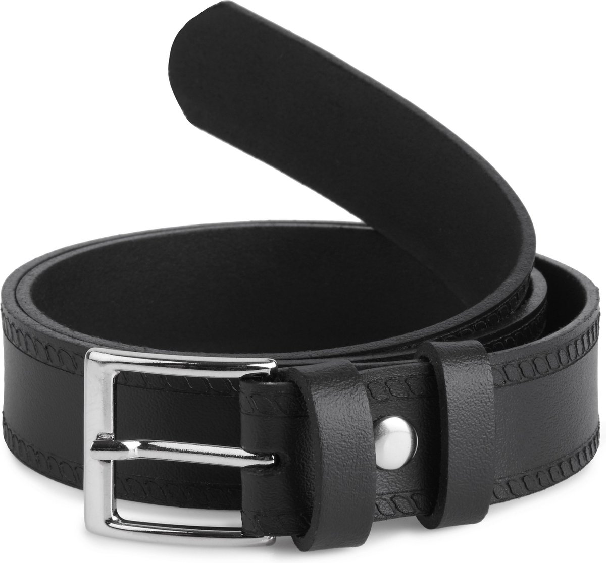 Ladeheid Kinderriem – Riem - Jongens - Broekriem - Verstelbaar - Leer – Zwart-2 – 55 cm LA-EL-KIDS