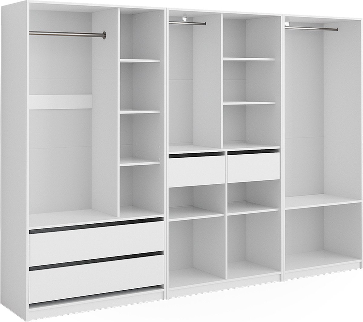 Vicco Elmo Garderobekast – 280 x 200 cm Set van 3 Wit