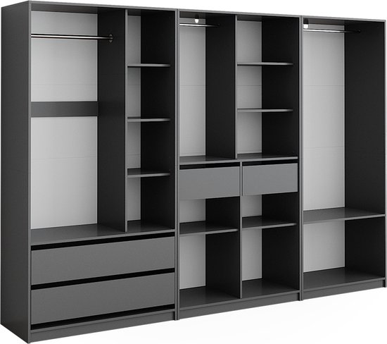 Vicco Armoire Elmo, Anthracite, 100 x 200 cm , Set de 3 pièces