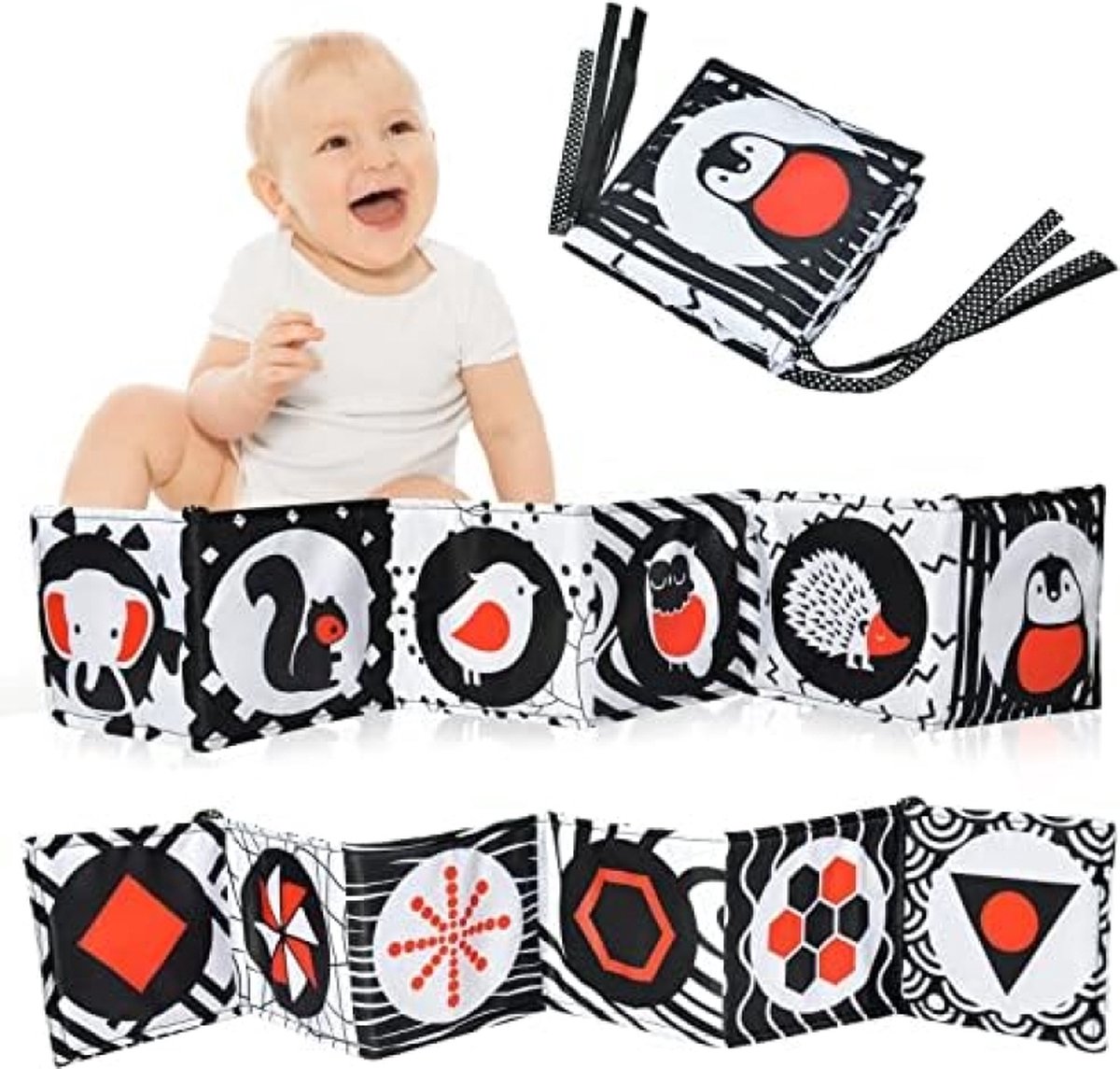 Zwart & Wit Doek Boek Doek Prentenboek Baby Speelgoed 0-6 Maanden