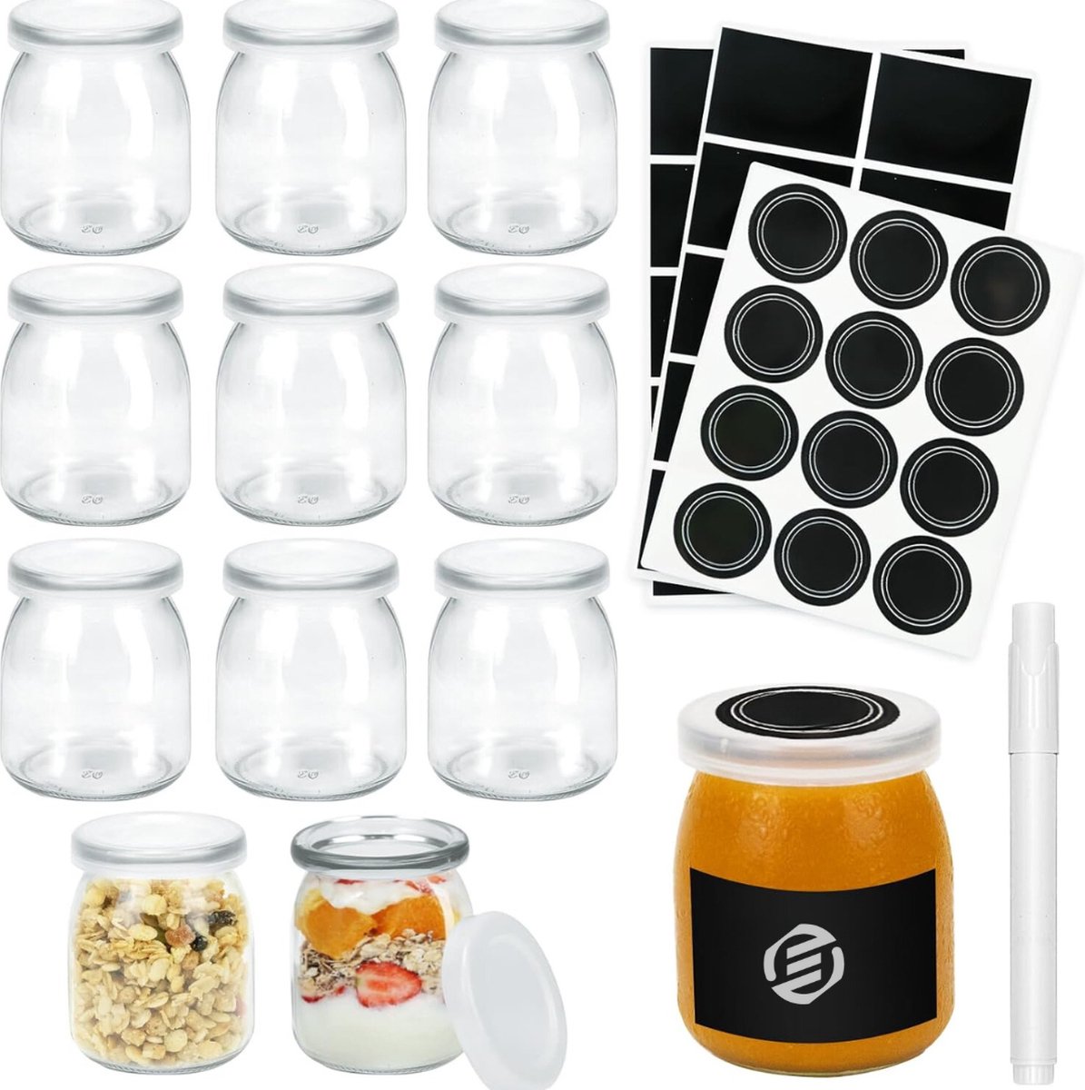 Equivera Overnight Oats Potjes - Muesli Beker - Mason Jar - Havermout - Set - Must have voor jouw ontbijt