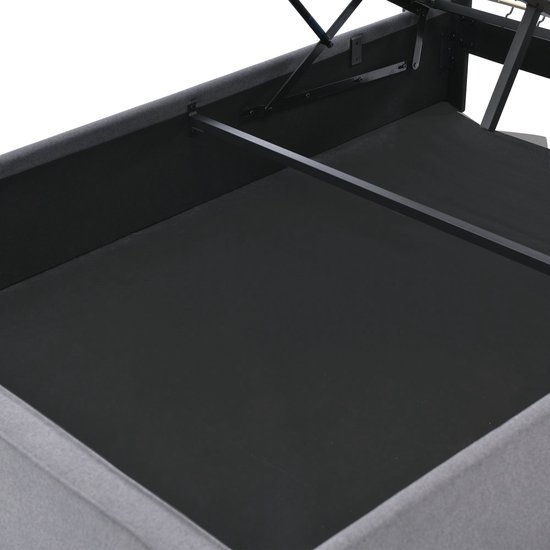 Lit double Merax Queensize 160 x 200 cm avec Matras en mousse froide – Lit rembourré avec rangement hydraulique – Grijs