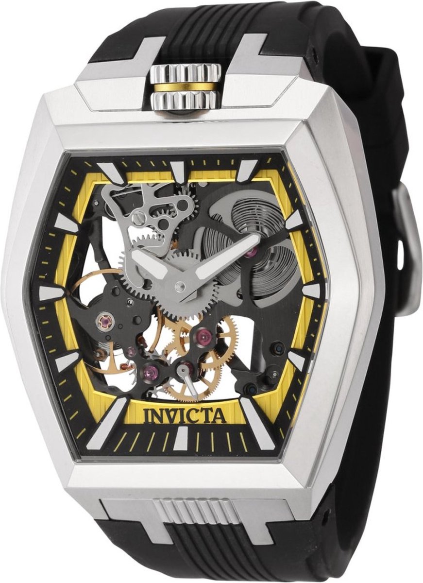 Invicta Akula 44017 Heren Horloge - Waterdicht - Analoog - Mechanisch Uurwerk - Roestvrij Staal met zwarte Wijzerplaat - 48mm