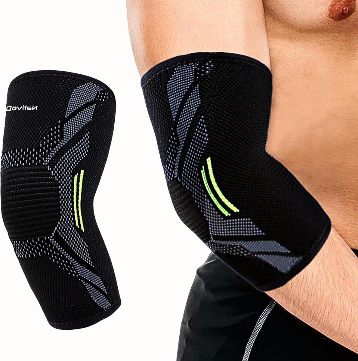 BODVITAL Manchon Compression Coude - Soulagement Tendinite Tennis Elbow Homme Femme - Sport