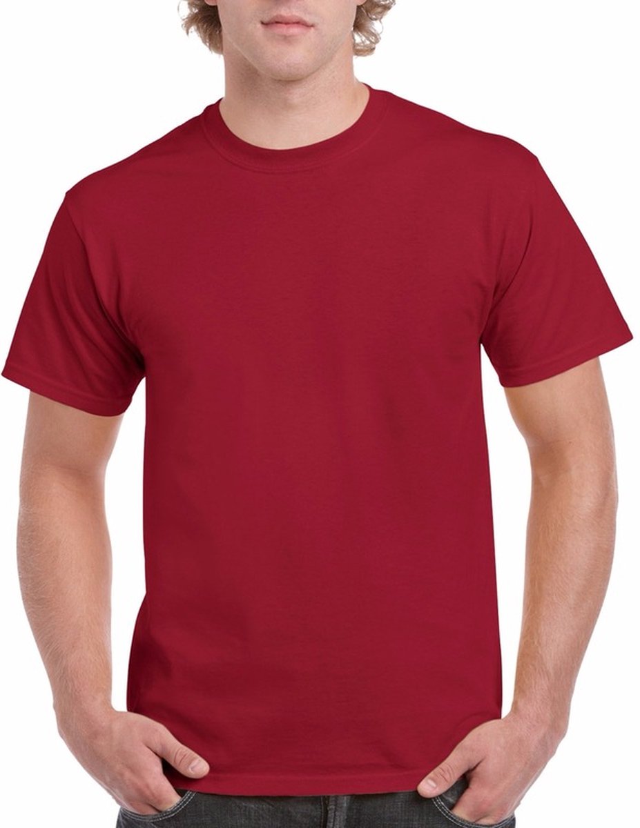 T-shirts donkerrood voor heren - zware 200gr kwaliteit - Basic shirts - Katoen - Korte mouwen - Comfort pasvorm M