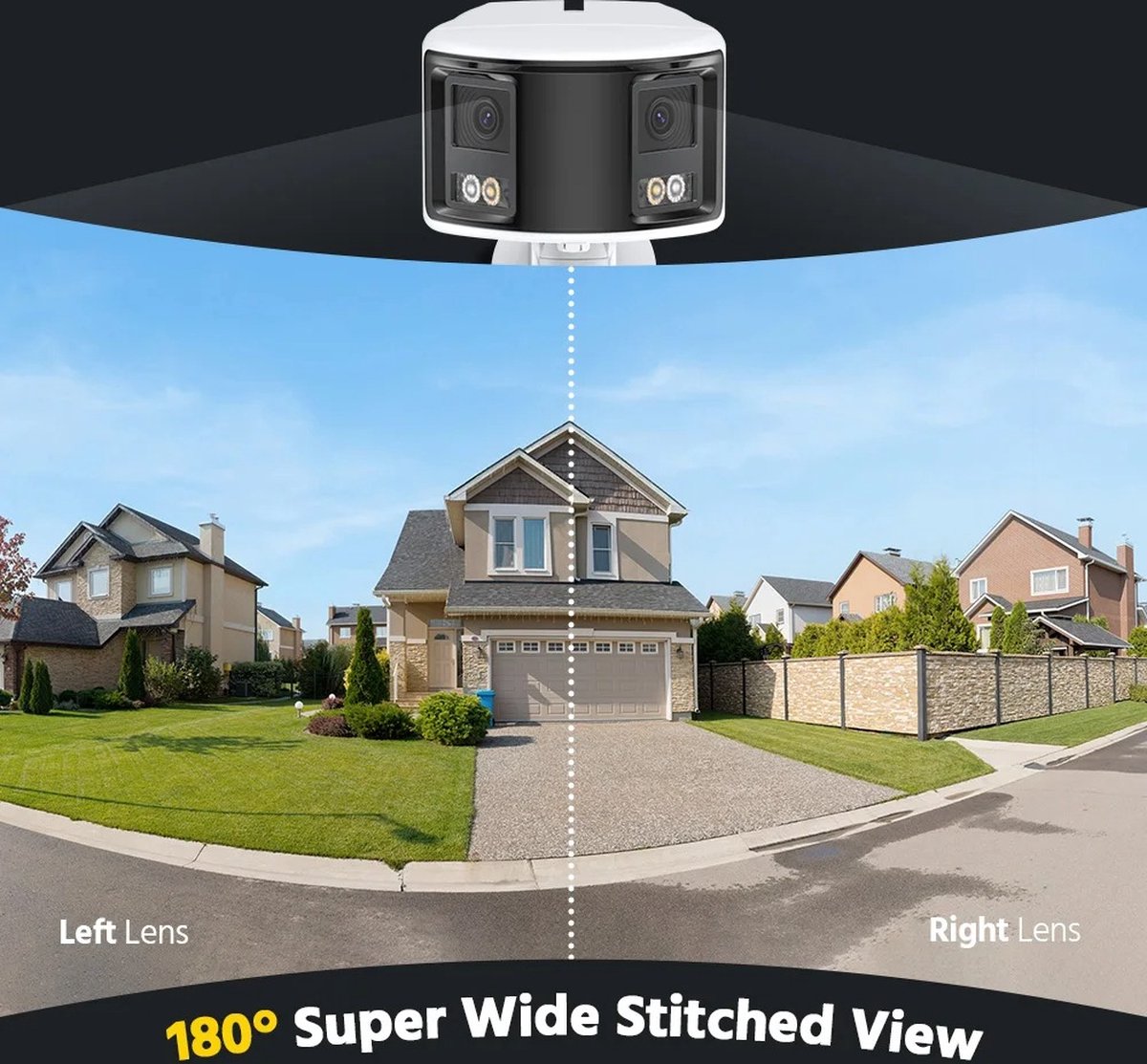 Beveiligingscamera - Beveiligingscamera's voor binnen - Security - Beveiliging - 1 Camera - Bewakingscamera voor buiten - Outdoor - IP camera - 4K - 180 graden - 8MP - Dual lens - Wit – foto 4