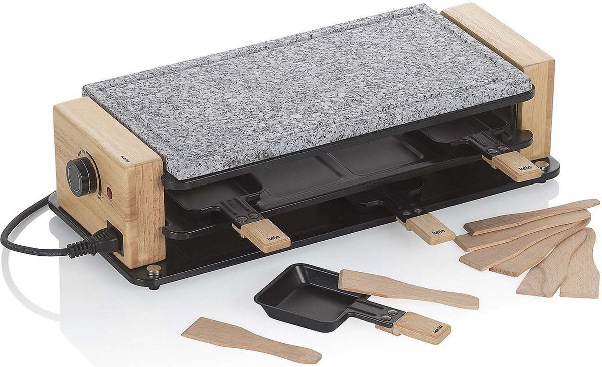 Steengrill, voor 8 Personen, 950 W, Graniet, Hout, Staal, 49 x 20.5 x 12.5 cm - Kela | Bedretto