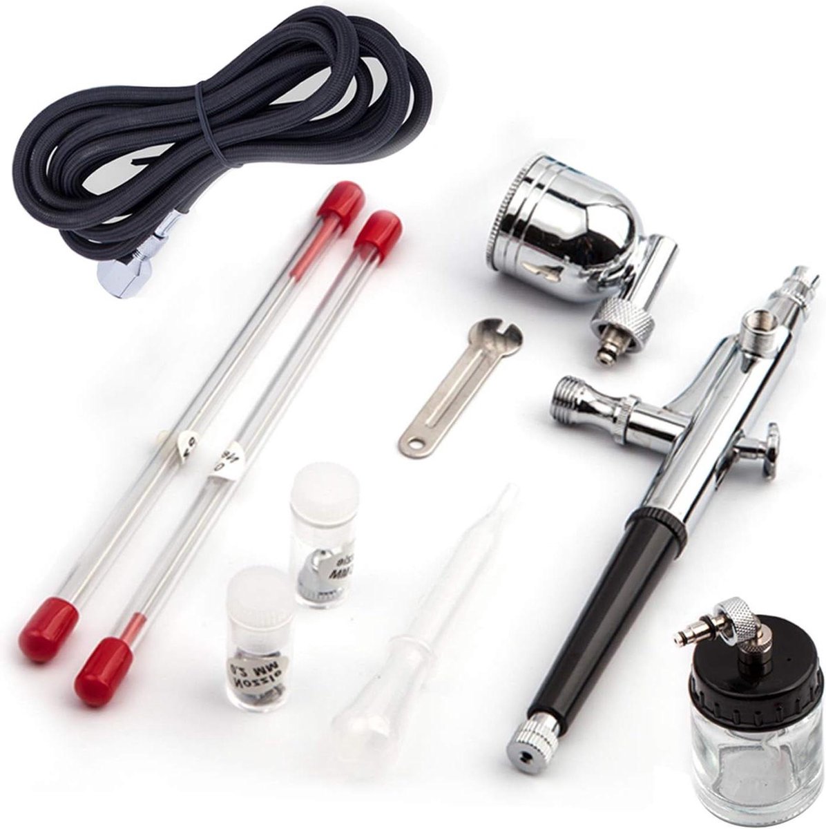 Professional Airbrush Gun Kit Double Action with 0.2 0.3 0.5 Needle and Hose - FE-134K