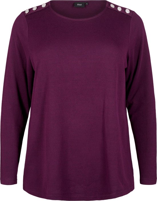 ZIZZI VLUCCA, L/S, BUTTON BLOUSE Dames Blouse - Purple - Maat S (42-44)