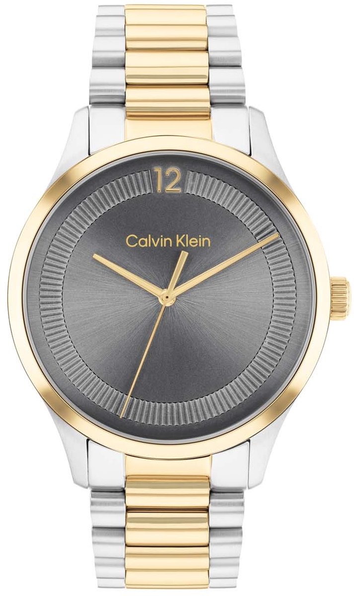 Calvin Klein CK25200226 Iconic Unisex Horloge - Mineraalglas - Staal - Goudkleurig-Zilverkleurig - 40 mm breed - Quartz - Vouw-Vlindersluiting