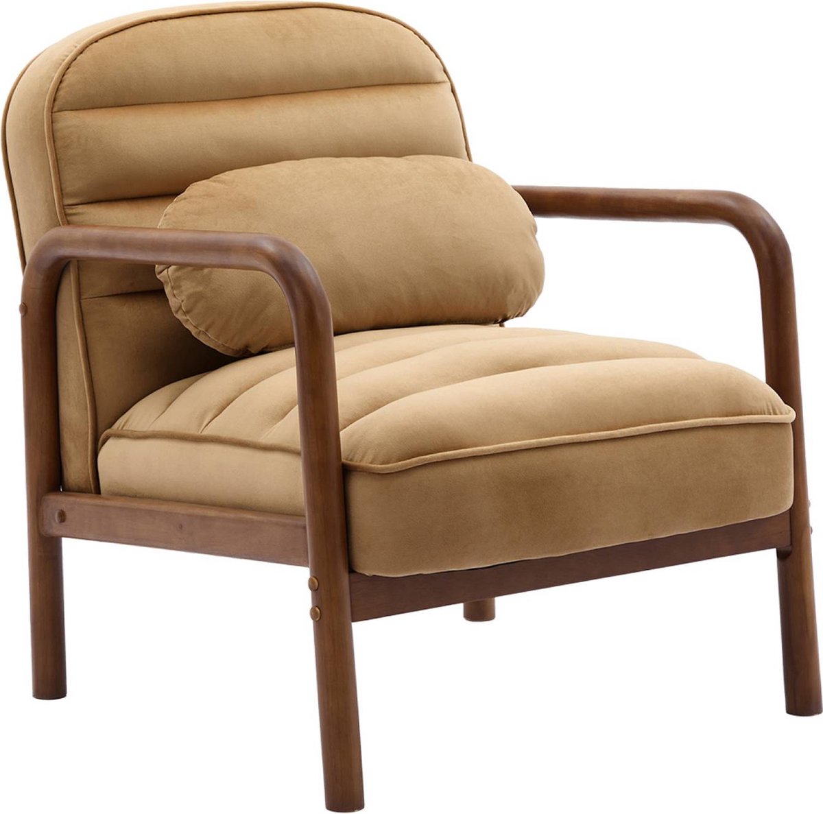sweeek - Vintage fauteuil met walnootkleurig hout en fluweel - amélie