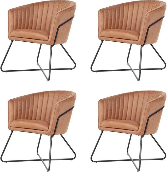Chaise de salle à manger - Nova - aspect cuir Soft cognac (4 pièces)