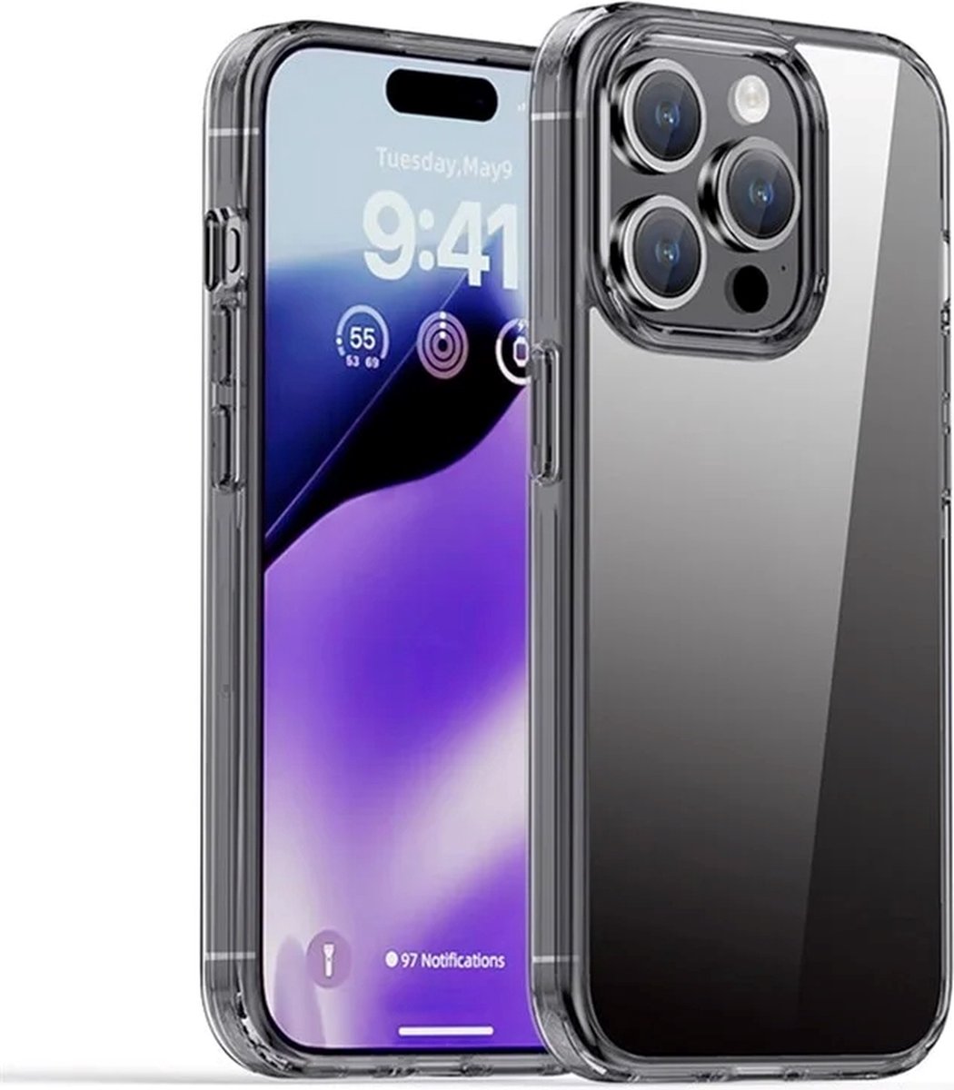 IPAKY – iPhone 15 Pro – Backcover - hoesje - Transparant - Zwart